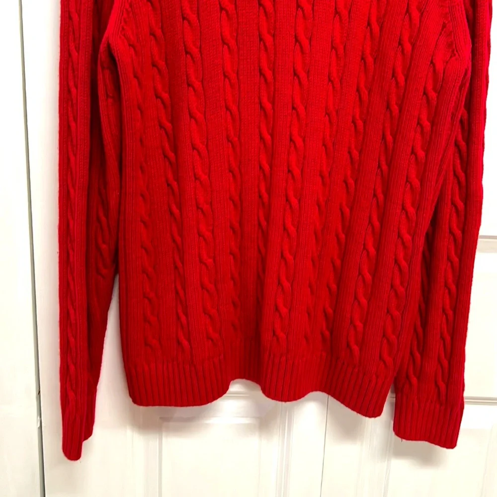 Chaps Red Logo Cable Knit Cotton Pull Over Sweater Size M
